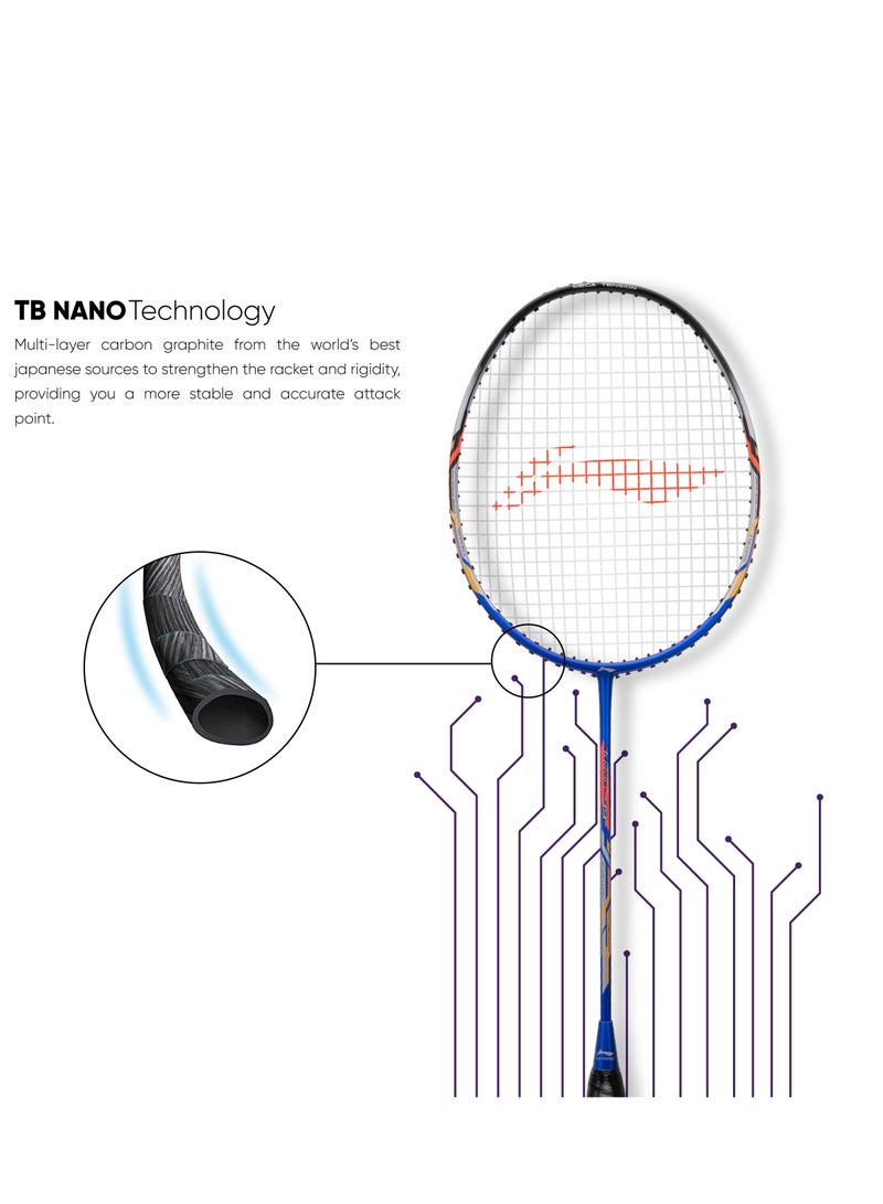 Li-Ning مضرب توربو 99 من ألياف الكربون مع غطاء كامل مجاني (84 جرام. 30 رطل.) (أزرق/أسود) - Image 3