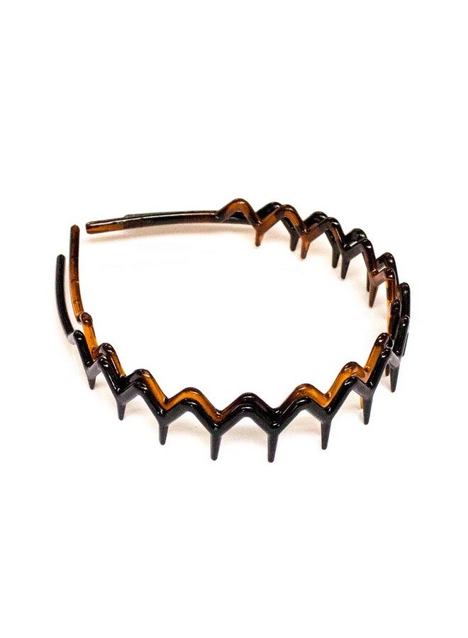 Acrylic Zigzag Headbands With Zigzag Design Hair Accessory Gives A Braided Cornrow Effect 1 Pretty Tortoise + 1 Beautiful Black For Women And Girls 2Pcs