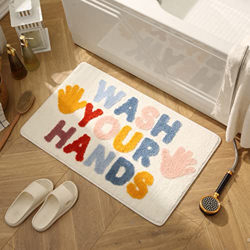 DBJOY 2pcs Bathroom Rugs Sets Funn Small 16"*24" Cute Letter Bath Rugs Modern Microfiber Mats Absorbent Non-Slip - Image 2