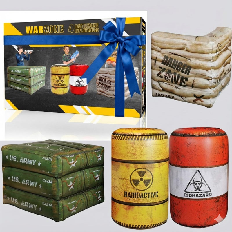 NINOSTAR Premium Package 4 Combat Battlefield Inflatables Compatible with Nerf Laser tag Water Gun for Boys Birthday Party Activities and Decoration - Image 3