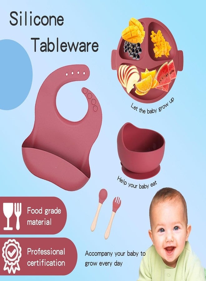 Xacton 6 in 1 Silicone Baby Feeding Set - Suction Plate, Bowl, Cup, Spoon, Fork, and Bib I BPA Free, Dishwasher, Freezer & Microwave Safe I Easy Clean I Feeding Kit for Infants & Toddler (Pink) - Image 4