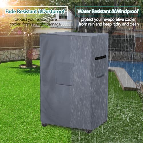 Alickwang Evaporative Cooler Cover for Hessaire MC37M MC37V Evaporative Cooler,Outdoor Heavy Duty 600D Waterproof Swamp Cooler Cover,25"L x 18"W x 37"H,Grey - Image 5