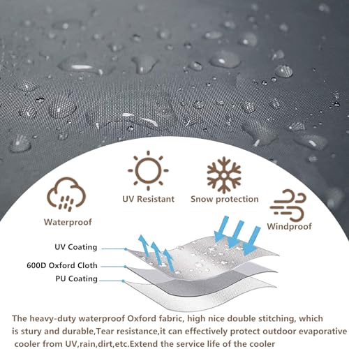 Alickwang Evaporative Cooler Cover for Hessaire MC37M MC37V Evaporative Cooler,Outdoor Heavy Duty 600D Waterproof Swamp Cooler Cover,25"L x 18"W x 37"H,Grey - Image 3