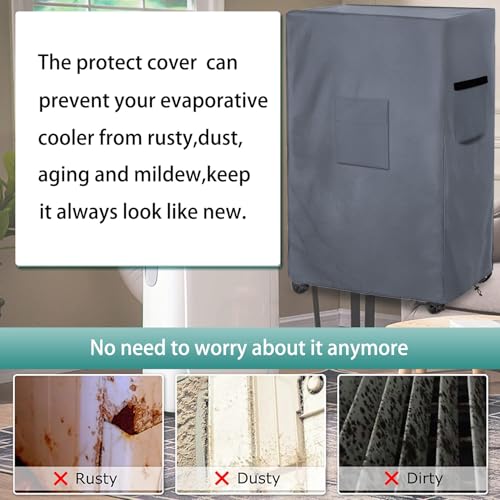 Alickwang Evaporative Cooler Cover for Hessaire MC37M MC37V Evaporative Cooler,Outdoor Heavy Duty 600D Waterproof Swamp Cooler Cover,25"L x 18"W x 37"H,Grey - Image 4