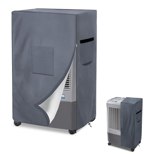 Alickwang Evaporative Cooler Cover for Hessaire MC37M MC37V Evaporative Cooler,Outdoor Heavy Duty 600D Waterproof Swamp Cooler Cover,25"L x 18"W x 37"H,Grey - Image 1