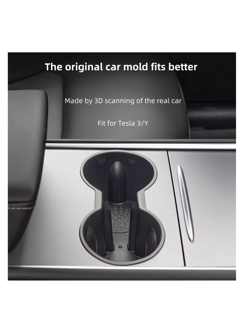 نوفولان حامل أكواب مركزي للسيارة متوافق مع طراز Tesla 3/Y، حامل أكواب مضاد للانزلاق، مادة TPE، مقاوم للماء وسهل التنظيف، مستقر وآمن، تصميم مصبوب ثلاثي الأبعاد أصلي (أسود) - Image 4