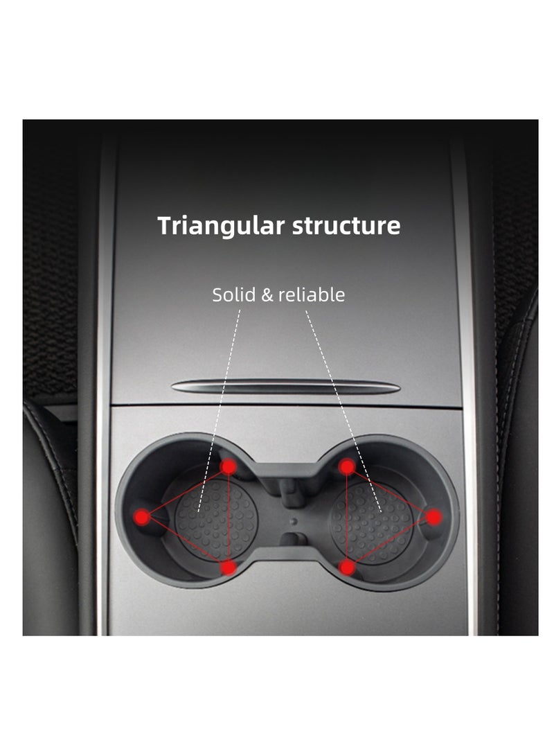 نوفولان حامل أكواب مركزي للسيارة متوافق مع طراز Tesla 3/Y، حامل أكواب مضاد للانزلاق، مادة TPE، مقاوم للماء وسهل التنظيف، مستقر وآمن، تصميم مصبوب ثلاثي الأبعاد أصلي (أسود) - Image 3