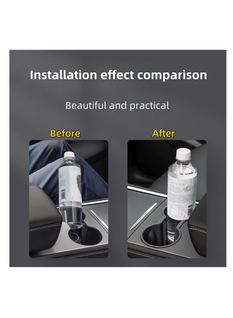 نوفولان حامل أكواب مركزي للسيارة متوافق مع طراز Tesla 3/Y، حامل أكواب مضاد للانزلاق، مادة TPE، مقاوم للماء وسهل التنظيف، مستقر وآمن، تصميم مصبوب ثلاثي الأبعاد أصلي (أسود) - Image 5