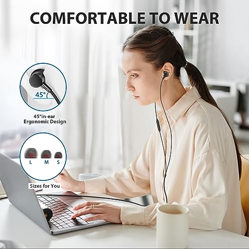 ASKUBSKU Wired Headphones Earphones for Laptop PC Chromebook Noise Isolating Ear Buds with 3.5mm Plug in Audio Jack Microphone HiFi Stereo Clear Call Volume Control for Kindle Fire Switch MP3 Android School - Image 4
