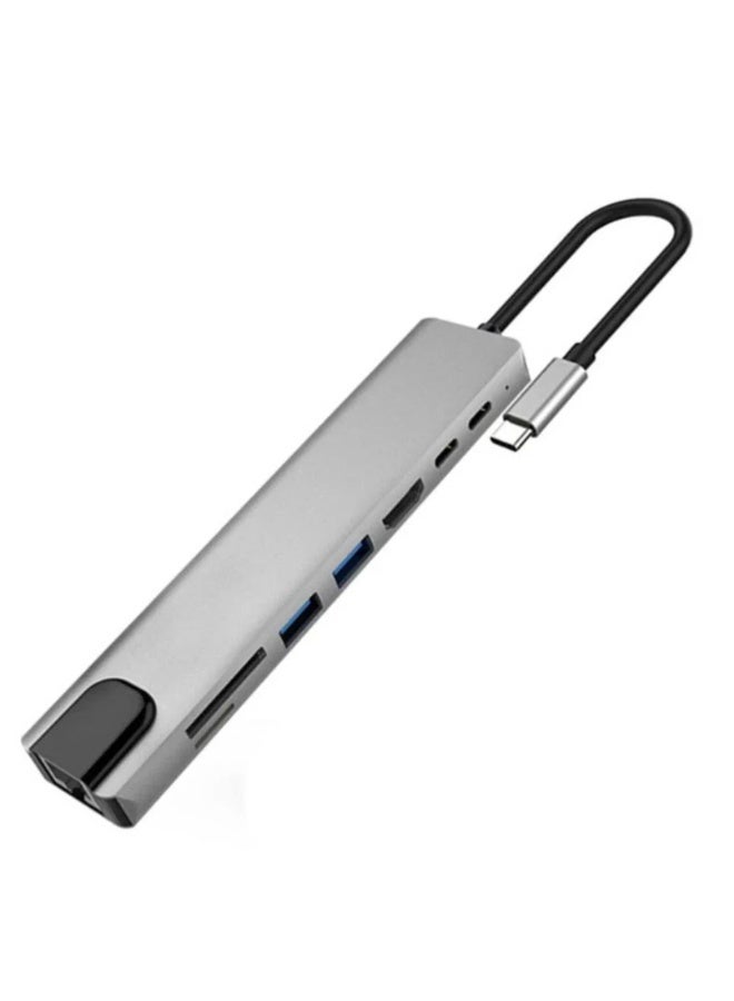 SmarTLink 8-in-1 USB-C Hub and HDMI Adapter 4K@30Hz with Ethernet Port, PD Charging Port, 100W Power Delivery, USB 3.0 and 2.0 Ports, Compatible with MacBook Pro, Chromebook, XPS, and USB-C Devices SL3056DP SmartLink - Image 2
