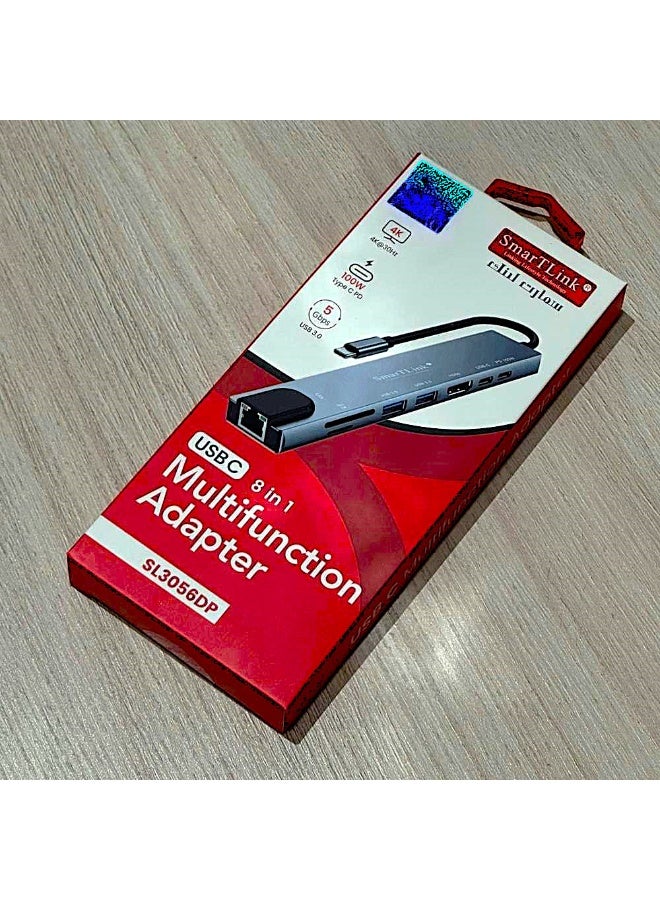 SmarTLink 8-in-1 USB-C Hub and HDMI Adapter 4K@30Hz with Ethernet Port, PD Charging Port, 100W Power Delivery, USB 3.0 and 2.0 Ports, Compatible with MacBook Pro, Chromebook, XPS, and USB-C Devices SL3056DP SmartLink - Image 3