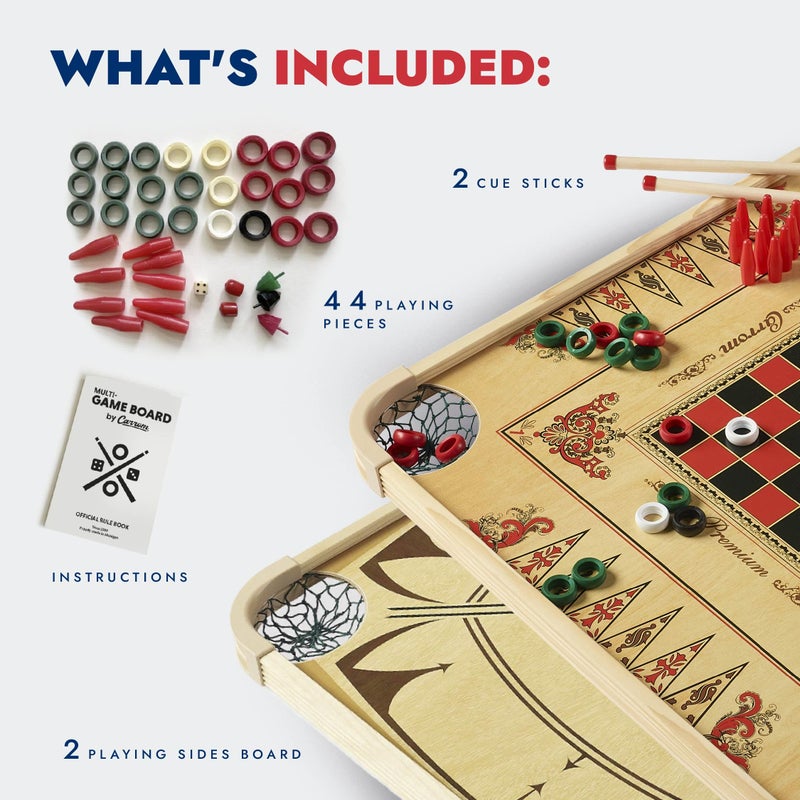 Carrom طاولة كاروم - مجموعة ألعاب كبيرة للبالغين والأطفال - أكثر من 85 لعبة لوحية لليلة ألعاب العائلة - مجموعة ألعاب لوحية شاملة - Image 4