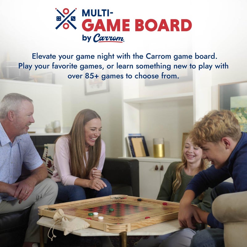 Carrom طاولة كاروم - مجموعة ألعاب كبيرة للبالغين والأطفال - أكثر من 85 لعبة لوحية لليلة ألعاب العائلة - مجموعة ألعاب لوحية شاملة - Image 3