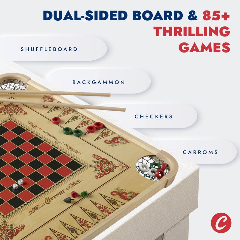 Carrom طاولة كاروم - مجموعة ألعاب كبيرة للبالغين والأطفال - أكثر من 85 لعبة لوحية لليلة ألعاب العائلة - مجموعة ألعاب لوحية شاملة - Image 5