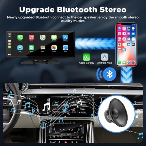 LAMTTO 9.26" Wireless Carplay and Android Auto with 2.5K Dash Cam, 1080P Backup Camera, Portable Touchscreen GPS Navigation for Car, Car Stereo Receiver with Bluetooth,AirPlay,AUX,FM,Googel,Siri - Image 4