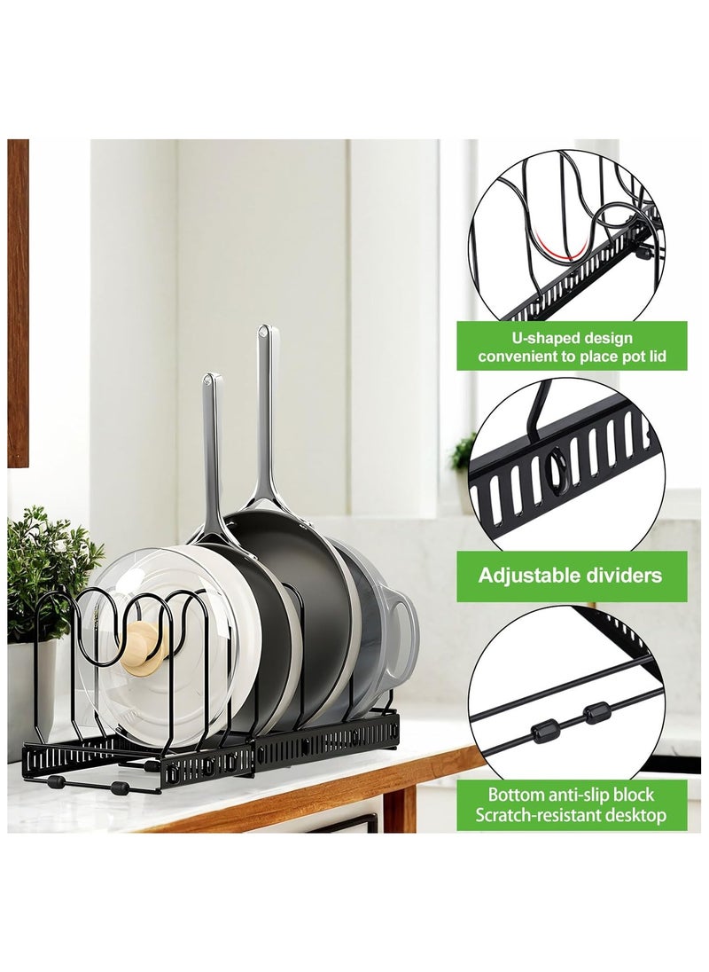 Hihonor Pot and Pan Lid Organizer Rack, Expandable ans and Pots Lid Holder for Kitchen Cabinet with 10 Adjustable Compartments, Stainless Steel Dish Drying Rack, DIY Assembly  - Image 2