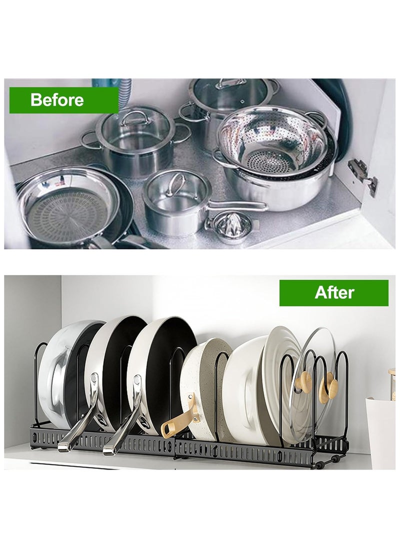 Hihonor Pot and Pan Lid Organizer Rack, Expandable ans and Pots Lid Holder for Kitchen Cabinet with 10 Adjustable Compartments, Stainless Steel Dish Drying Rack, DIY Assembly  - Image 4