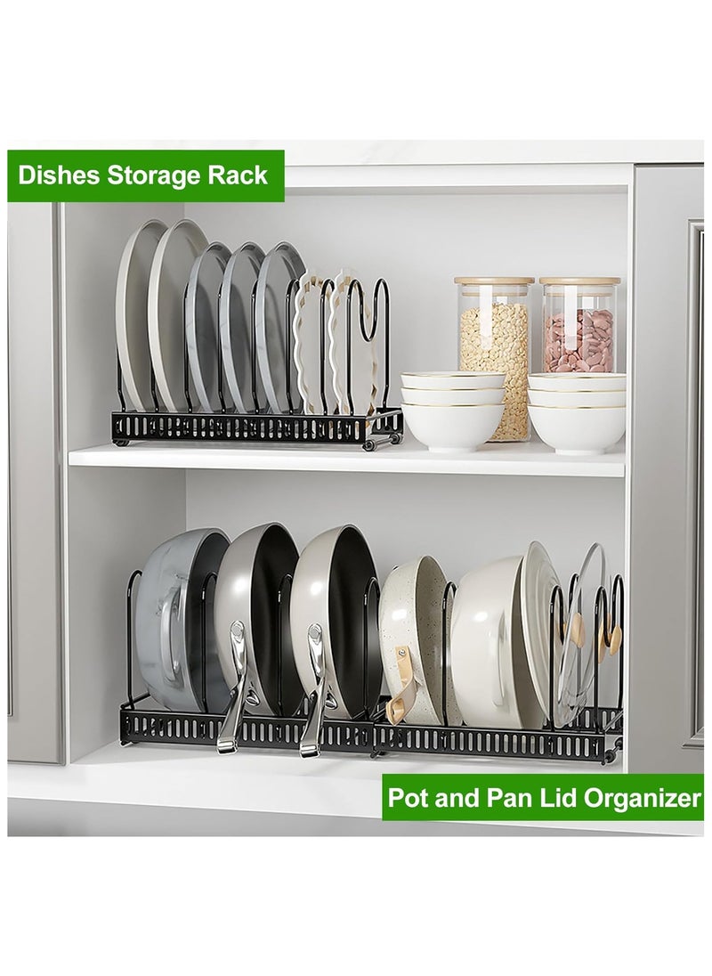 Hihonor Pot and Pan Lid Organizer Rack, Expandable ans and Pots Lid Holder for Kitchen Cabinet with 10 Adjustable Compartments, Stainless Steel Dish Drying Rack, DIY Assembly  - Image 5