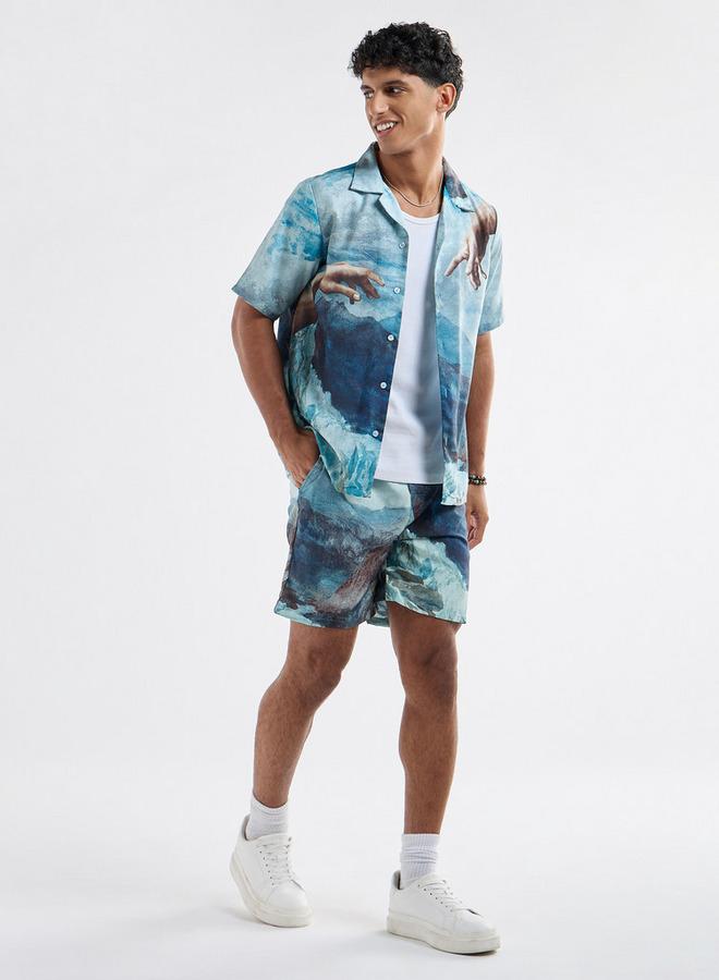 سبلاش فيڤ شورت برباط إغلاق وجيوب وطبعات جرافيك - Image 2