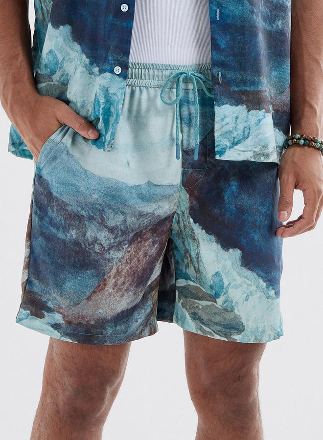 سبلاش فيڤ شورت برباط إغلاق وجيوب وطبعات جرافيك - Image 1