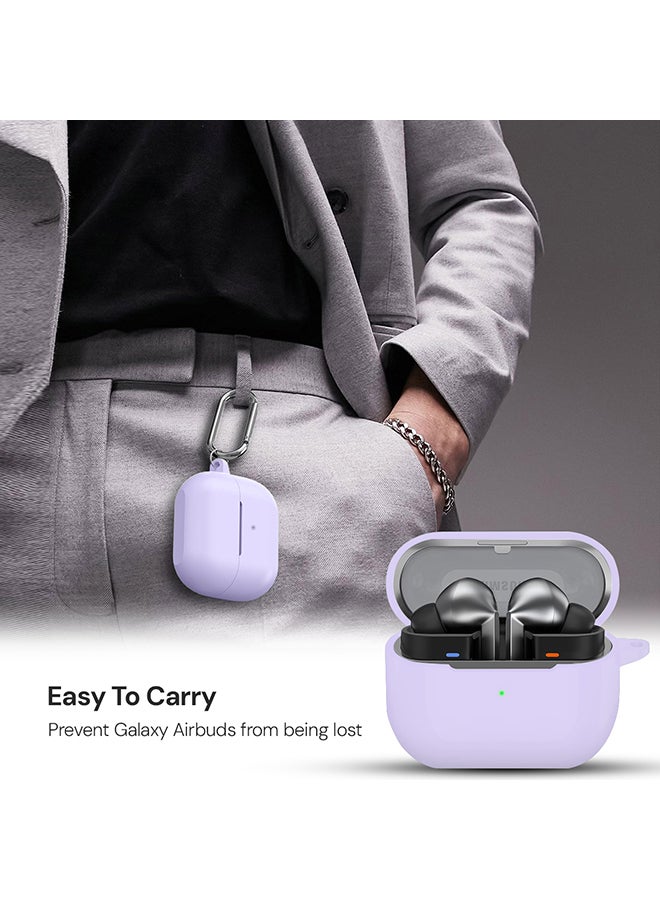 O Ozone Silicone Case For Samsung Galaxy Buds 3/3Pro Case Cover, Soft and Flexible Ultra-Thin Shockproof Cover Slim-Fit Anti-Fall Earphone Case Cover- Purple - Image 5