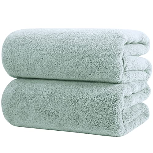 POLYTE Quick Dry Lint Free Microfiber Bath Sheet, 35 x 70 in, Pack of 2 (Green) - Image 1