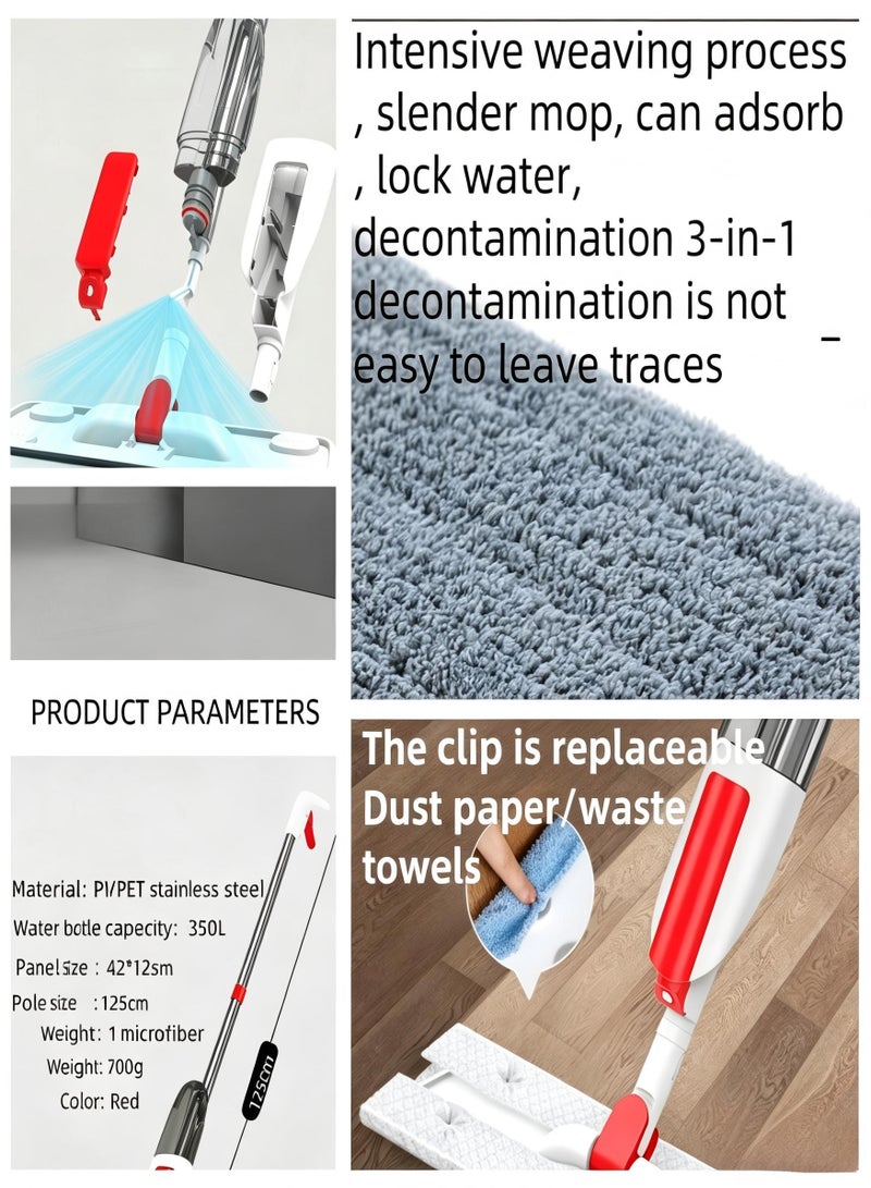 GDELINGZH Multifunctional Spray Mop 350ml Refillable Bottle with 2 Reusable Pads & Hidden Scraper, Lightweight Wet Dry Mop for Hardwood Laminate Tile Ceramic Floors, Household Commercial Cleaning Tool - Image 3