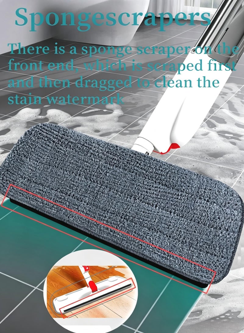 GDELINGZH Multifunctional Spray Mop 350ml Refillable Bottle with 2 Reusable Pads & Hidden Scraper, Lightweight Wet Dry Mop for Hardwood Laminate Tile Ceramic Floors, Household Commercial Cleaning Tool - Image 2