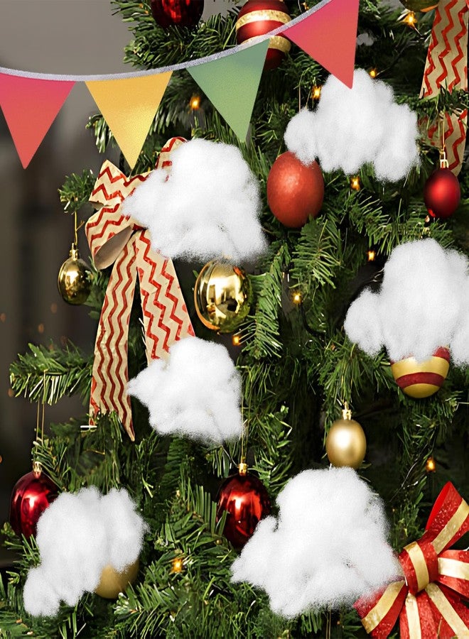 Rainflow رينفلو 7 أونصة من القطن الصناعي لعيد الميلاد - حشوة ثلج صناعي أبيض ناعم للأعمال اليدوية | شجرة عيد الميلاد الداخلية، قرية شتوية وديكور منزلي 200 غرام - Image 4