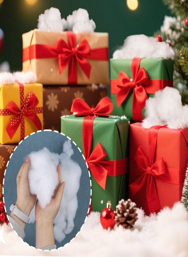 Rainflow رينفلو 7 أونصة من القطن الصناعي لعيد الميلاد - حشوة ثلج صناعي أبيض ناعم للأعمال اليدوية | شجرة عيد الميلاد الداخلية، قرية شتوية وديكور منزلي 200 غرام - Image 3