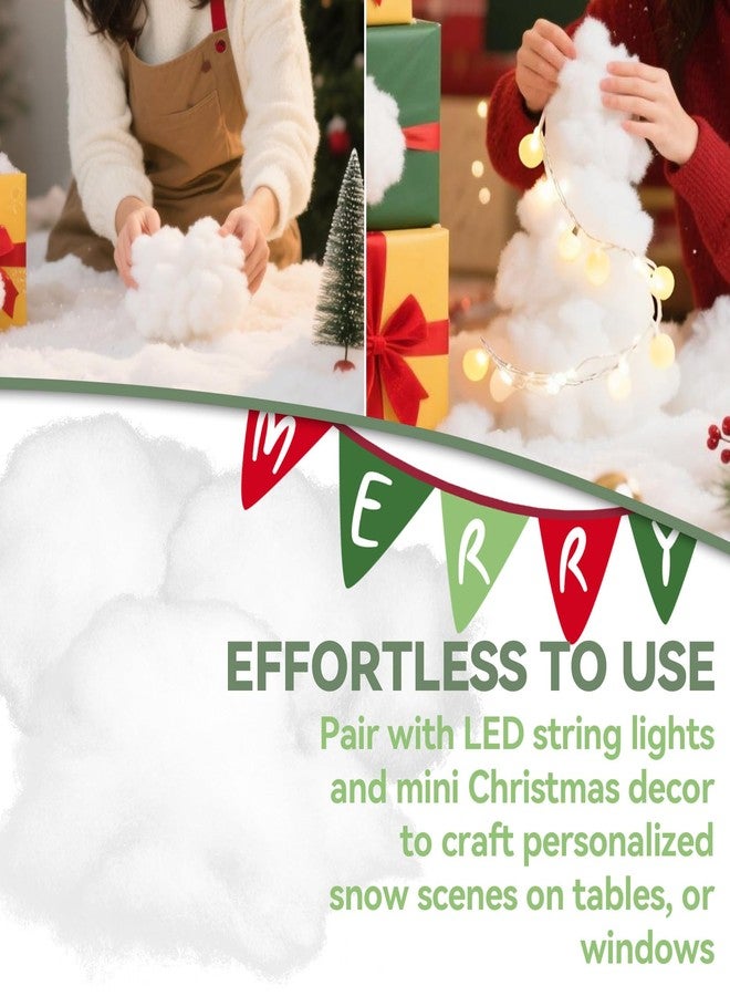 Rainflow رينفلو 7 أونصة من القطن الصناعي لعيد الميلاد - حشوة ثلج صناعي أبيض ناعم للأعمال اليدوية | شجرة عيد الميلاد الداخلية، قرية شتوية وديكور منزلي 200 غرام - Image 5