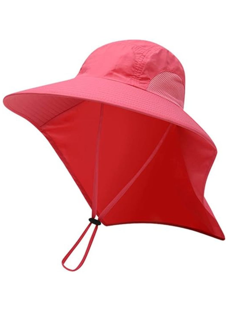 Vitacelli Sun Hat for Men/Women, Waterproof Wide Brim Bucket Hat UV Protection Boonie Hat for Fishing Hiking Garden Beach DARK PINK