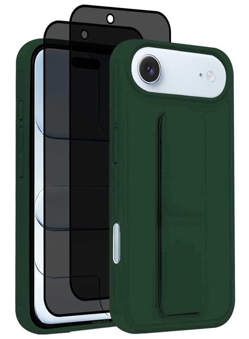 CATANES 3 Packs Premium PU Leather Case for iPhone 17 Air with Stand Function Shockproof and Anti Scratch Finger Grip with Two Privacy Screen Protector - Image 1