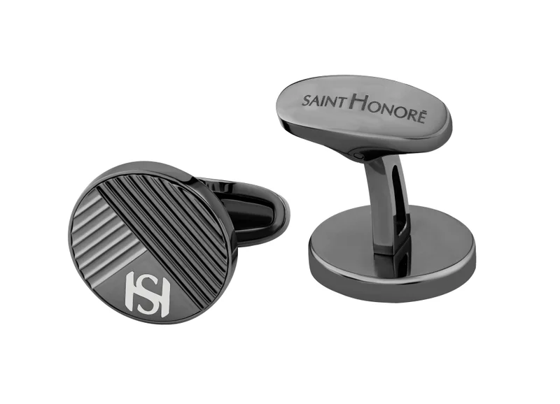 Saint Honore Paris Black Metal Cufflinks for Men