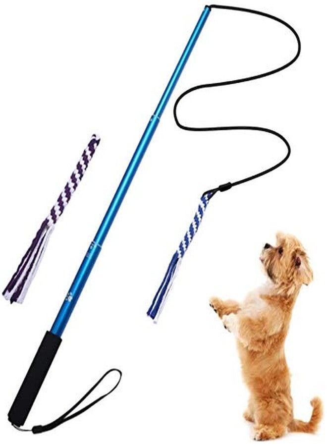 AMYESE Interactive Dog Toys - Extendable Flirt Pole with 2pcs Braided Rope Tugs for Dog Outdoor Entertainment, Train and Exercise, Blue, Size L - Image 1
