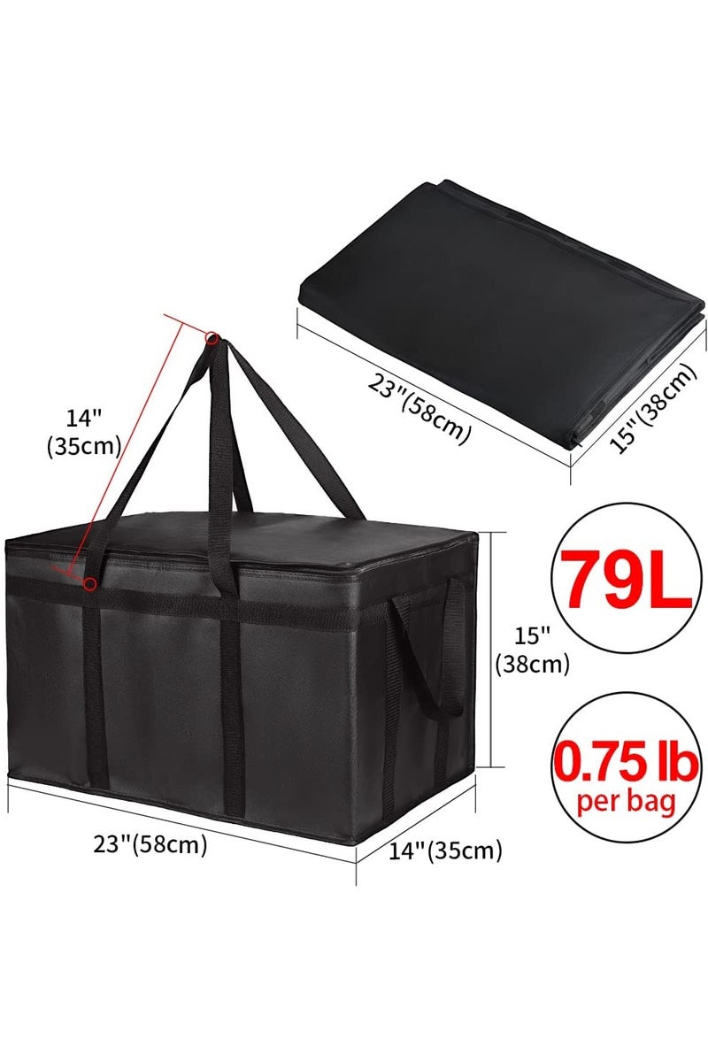 Nanak حقيبة توصيل الطعام المعزولة، 55x35x33 سم حقيبة توصيل البيتزا المعزولة، حقيبة تقديم الطعام، أكياس تبريد/تسخين قابلة لإعادة الاستخدام، حاملة بيتزا، أكياس للتسوق/السفر/دووردش، سوداء - Image 2