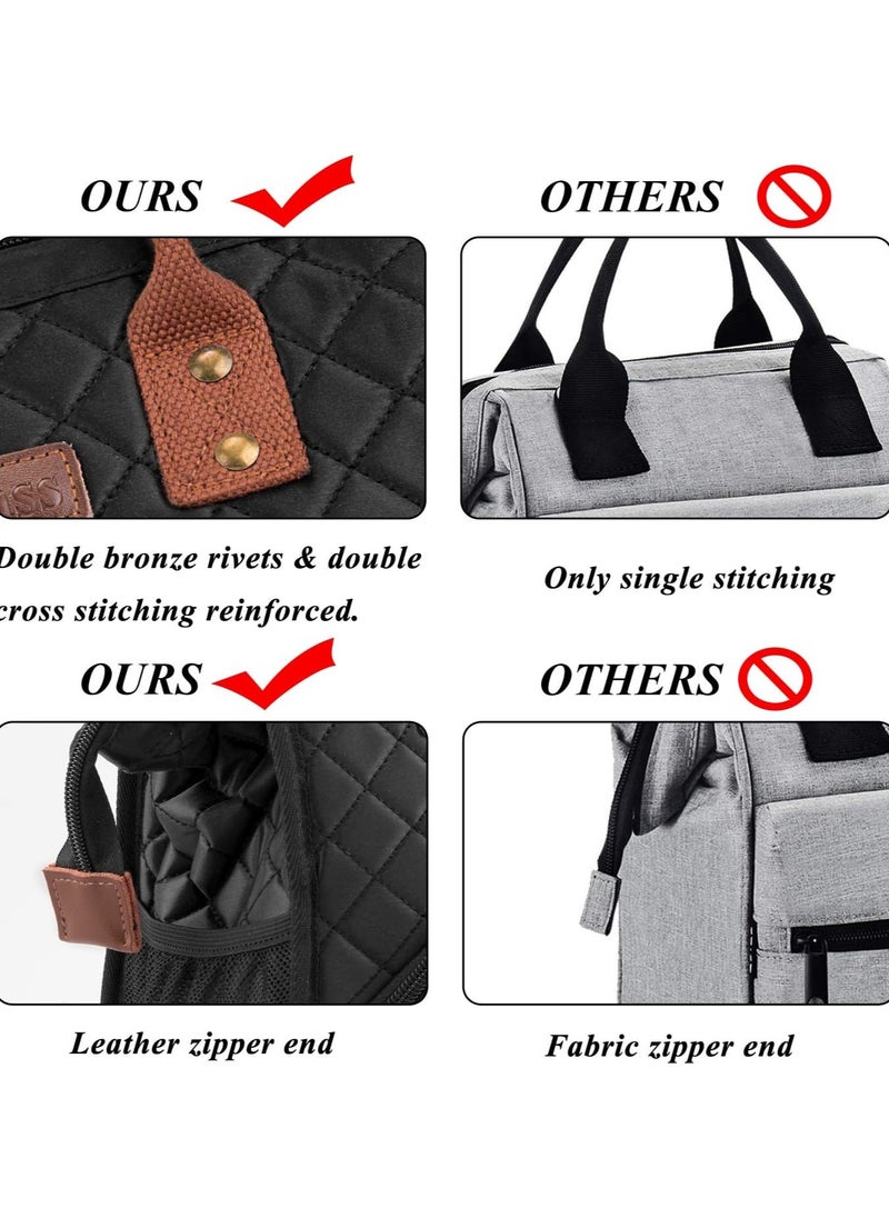 LOKASS - LOKASS Lunch Bag Insulated Lunch Box Wide-Open Lunch Tote Bag Large Drinks Holder Durable Nylon Thermal Snacks Organizer for Women Men Adults Work Picnic Hiking Beach Fishing,Black-Square - Image 1