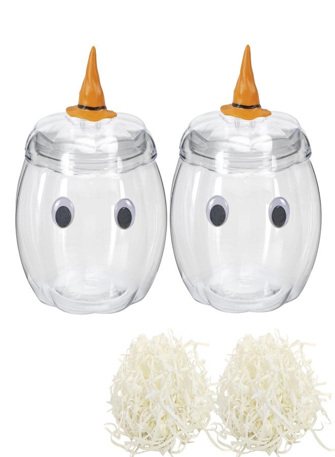 HANZE Large Pumpkin Container, Pumpkin Shaped Candy Toy Jar, Back To School, Teacher Appreciation Gift, Party Ornaments, Halloween, Thanksgiving，Christmas Decor Box - Clear, 2 Pack - Image 1