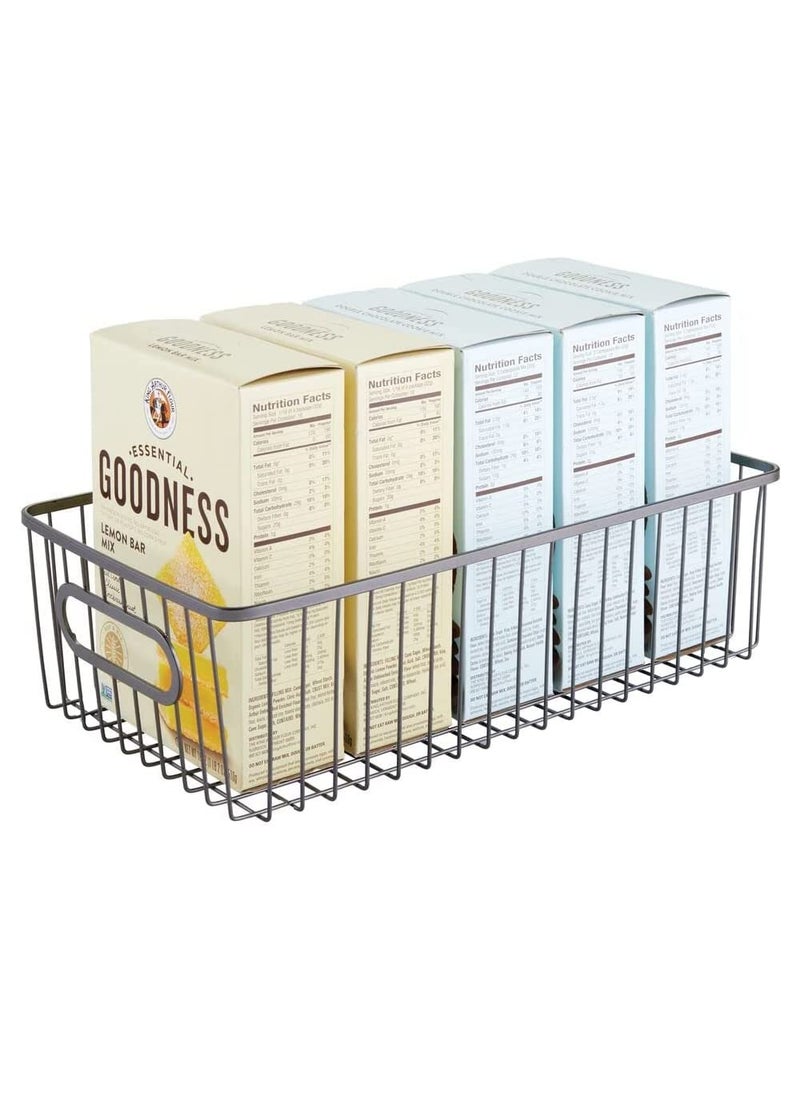 Go Hooked Go Hooked 16" Metal Farmhouse Kitchen Pantry Food Storage Organizer Basket Bin - Wire Grid Design for Cabinets, Cupboards, Shelves, Counter-tops - Holds Potatoes, Onions, Fruit (Pack of 2, Black)  - Image 4