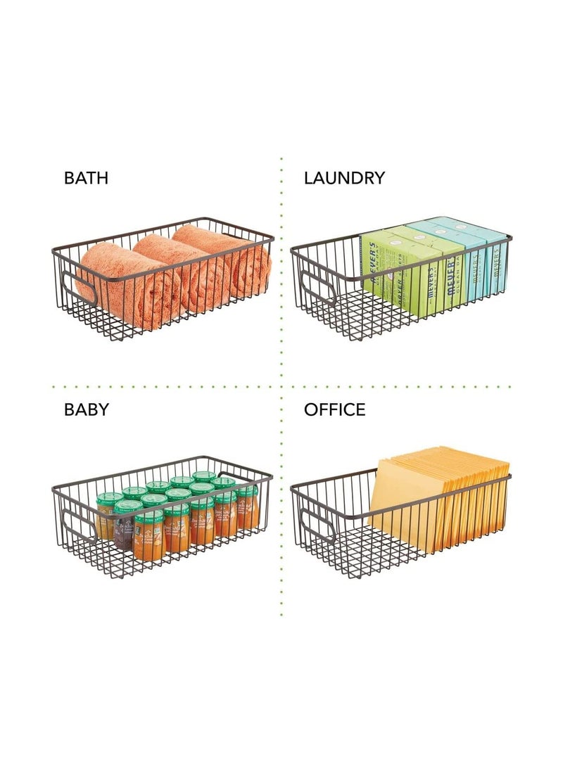 Go Hooked Go Hooked 16" Metal Farmhouse Kitchen Pantry Food Storage Organizer Basket Bin - Wire Grid Design for Cabinets, Cupboards, Shelves, Counter-tops - Holds Potatoes, Onions, Fruit (Pack of 2, Black)  - Image 3