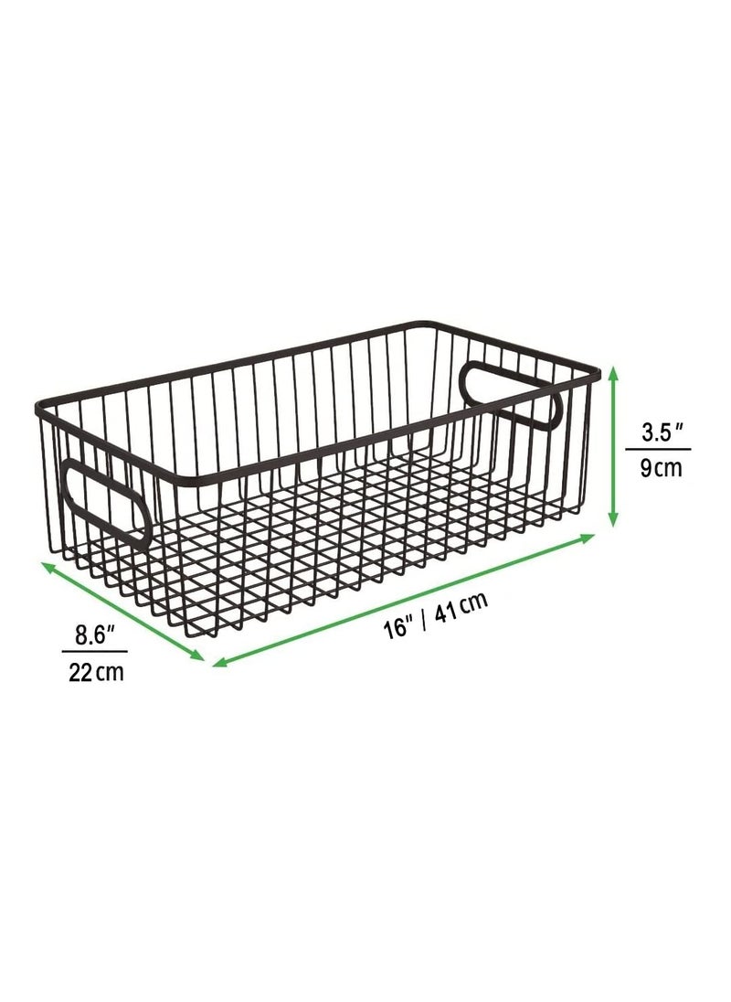 Go Hooked Go Hooked 16" Metal Farmhouse Kitchen Pantry Food Storage Organizer Basket Bin - Wire Grid Design for Cabinets, Cupboards, Shelves, Counter-tops - Holds Potatoes, Onions, Fruit (Pack of 2, Black)  - Image 2