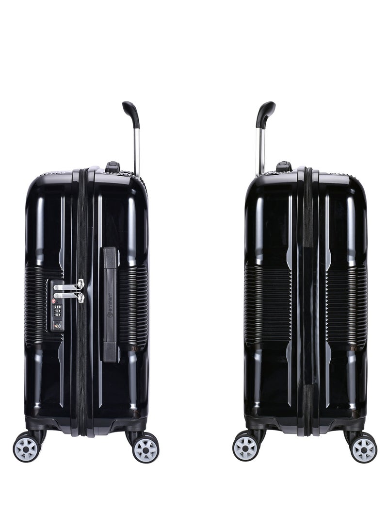 eminent - Hard Case Travel Bag Cabin Luggage Trolley Polycarbonate Lightweight Suitcase 4 Quiet Double Spinner Wheels With Tsa Lock KJ84 Black - Image 1