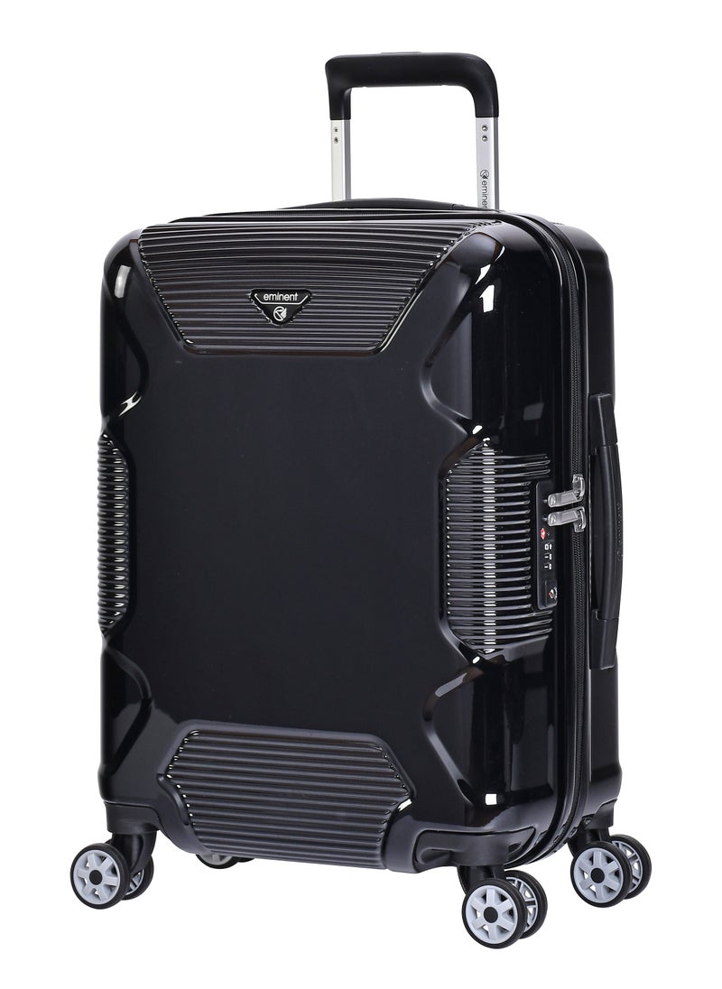 eminent - Hard Case Travel Bag Cabin Luggage Trolley Polycarbonate Lightweight Suitcase 4 Quiet Double Spinner Wheels With Tsa Lock KJ84 Black - Image 1