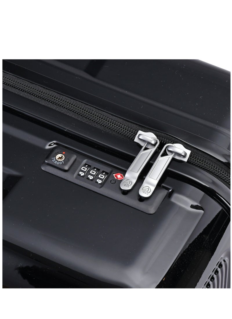 eminent - Hard Case Travel Bag Cabin Luggage Trolley Polycarbonate Lightweight Suitcase 4 Quiet Double Spinner Wheels With Tsa Lock KJ84 Black - Image 1