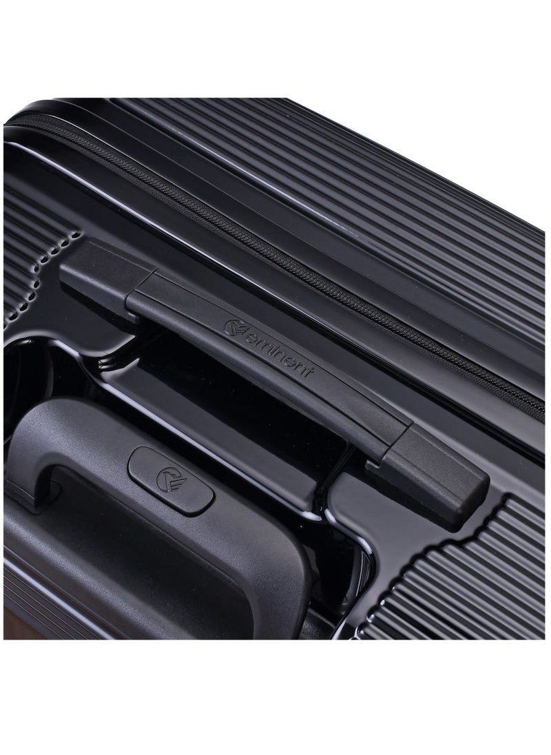 eminent - Hard Case Travel Bag Cabin Luggage Trolley Polycarbonate Lightweight Suitcase 4 Quiet Double Spinner Wheels With Tsa Lock KJ84 Black - Image 1