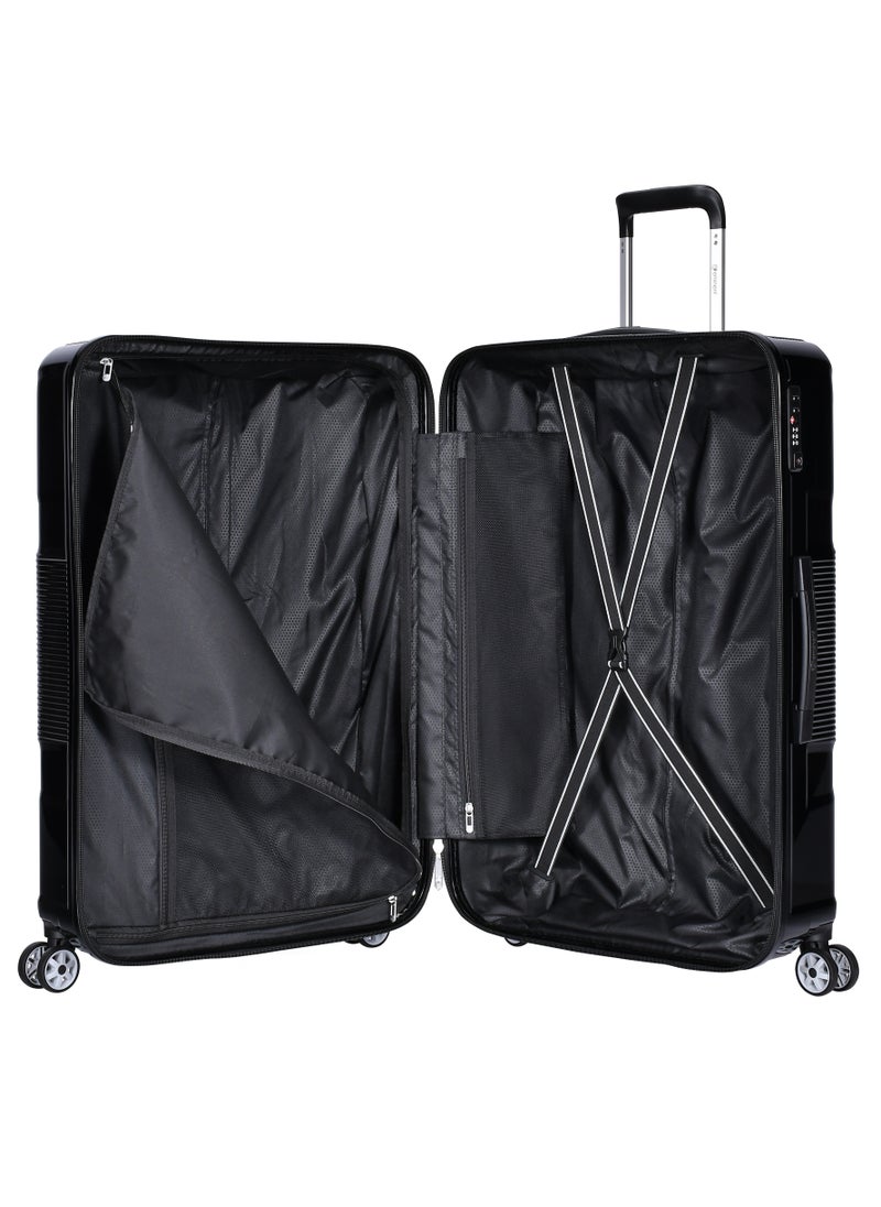 eminent - Hard Case Travel Bag Cabin Luggage Trolley Polycarbonate Lightweight Suitcase 4 Quiet Double Spinner Wheels With Tsa Lock KJ84 Black - Image 1