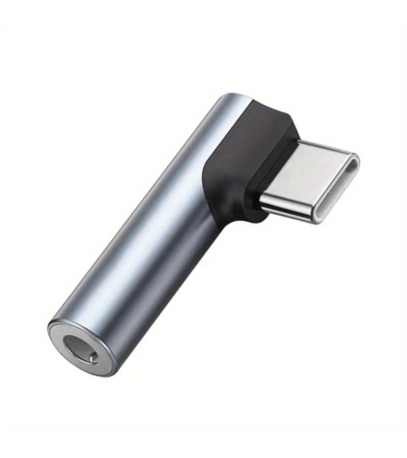 Gray Type C Earphone Adapter 3.5mm Jack Elbow With DAC Chip - Image 2