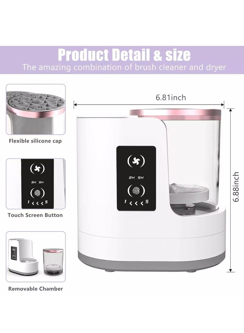 منظف ​​فرش المكياج الكهربائي 3 في 1، غسالة فرش المكياج الأوتوماتيكية مع مجفف فرش المكياج مناسب لجميع الأحجام، مجموعة فرش المكياج التجميلية، إسفنجة فرشاة أحمر الخدود - Image 5