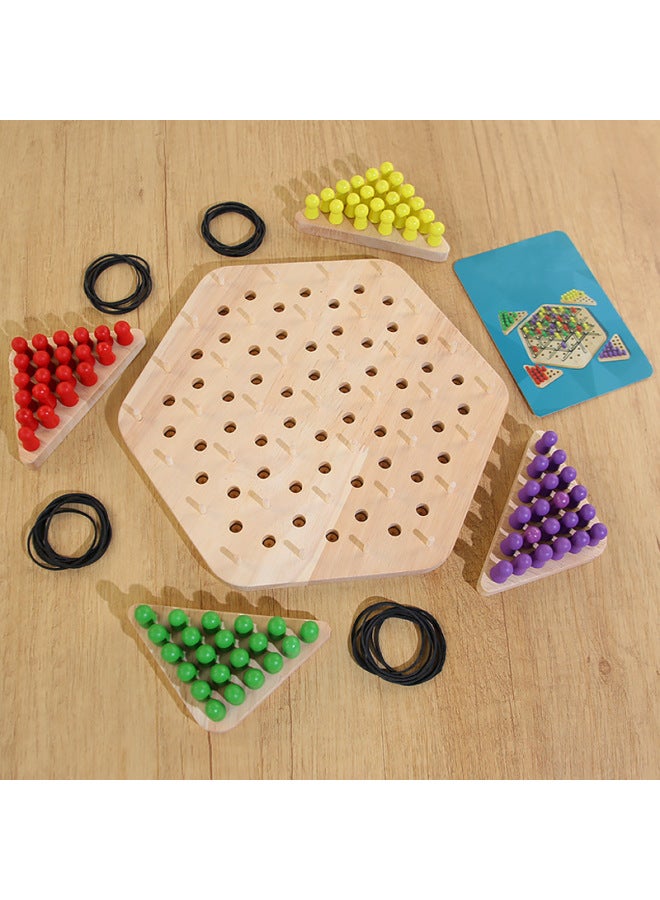 Rubber Band Chain Geometric Triangle Chess Children's Educational Toys Intelligence Development Primary School Students Teaching Aids Parent-child Interactive Games-Specification:[without Chessboard] Large Four-player Chain Triangle Chess - Image 4