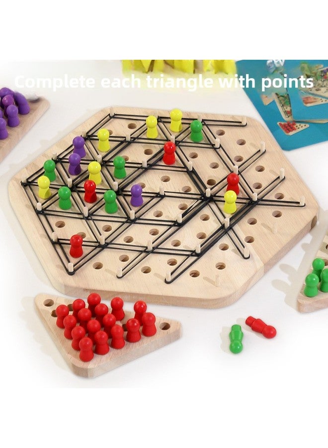 Rubber Band Chain Geometric Triangle Chess Children's Educational Toys Intelligence Development Primary School Students Teaching Aids Parent-child Interactive Games-Specification:[without Chessboard] Large Four-player Chain Triangle Chess - Image 3